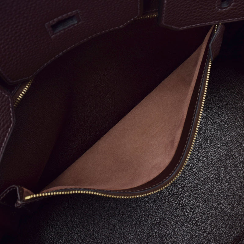 HERMES エルメス バーキン35 ショコラ ゴールド金具 □G刻印(2003年頃) レディース トゴ ハンドバッグ Aランク 中古 銀蔵