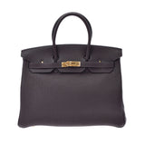 HERMES エルメス バーキン35 ショコラ ゴールド金具 □G刻印(2003年頃) レディース トゴ ハンドバッグ Aランク 中古 銀蔵