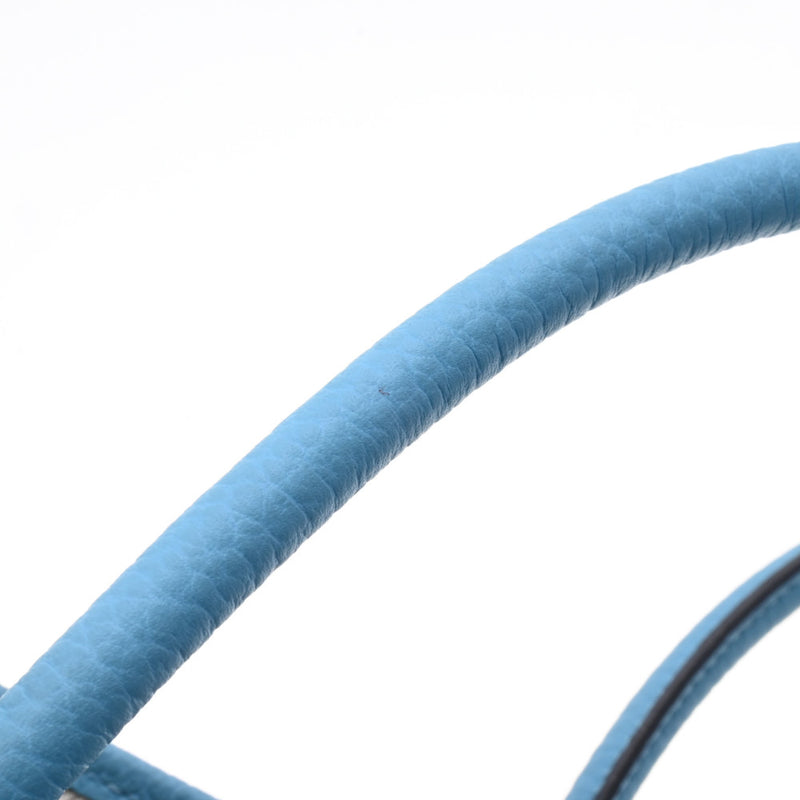 HERMES エルメス ガーデンパーティ PM ブルーノール パラジウム金具 D刻印(2019年頃) レディース ネゴンダ ハンドバッグ Aランク 中古 銀蔵