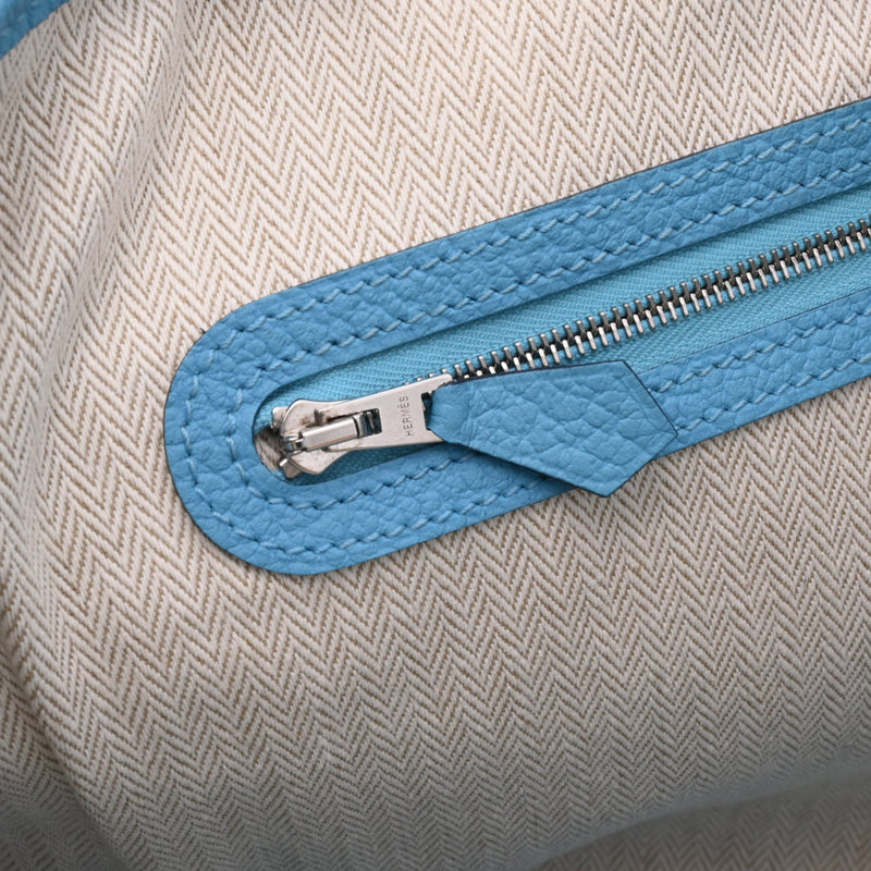 HERMES エルメス ガーデンパーティ PM ブルーノール パラジウム金具 D刻印(2019年頃) レディース ネゴンダ ハンドバッグ Aランク 中古 銀蔵