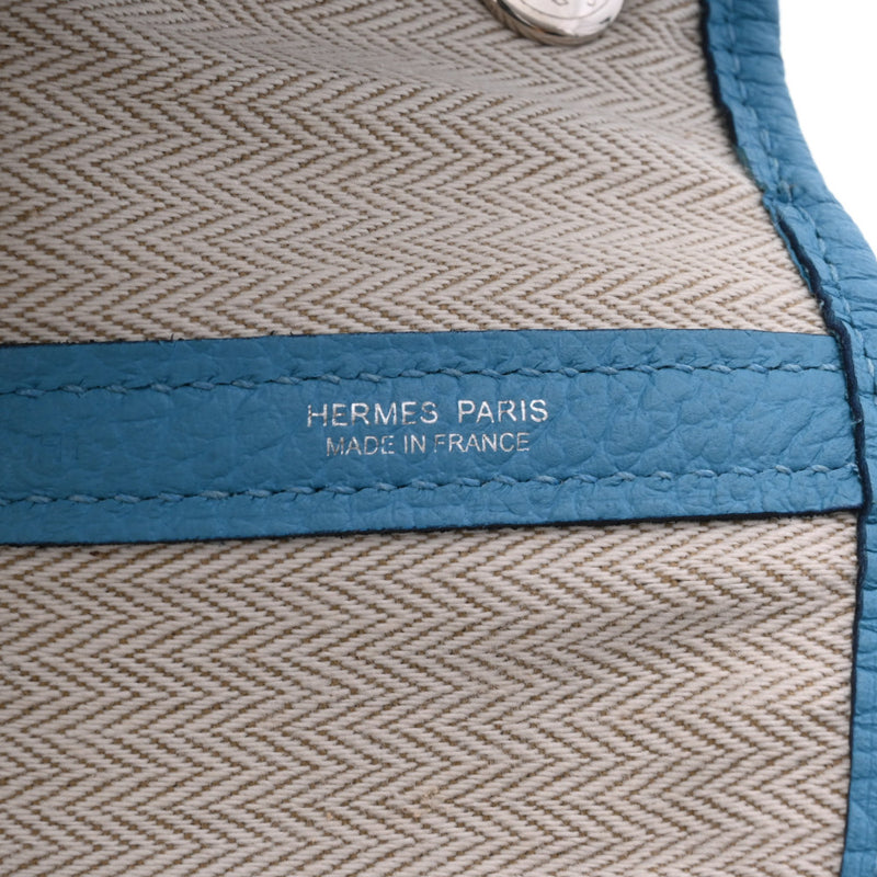 HERMES エルメス ガーデンパーティ PM ブルーノール パラジウム金具 D刻印(2019年頃) レディース ネゴンダ ハンドバッグ Aランク 中古 銀蔵