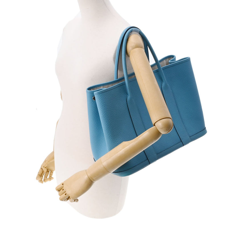 HERMES エルメス ガーデンパーティ PM ブルーノール パラジウム金具 D刻印(2019年頃) レディース ネゴンダ ハンドバッグ Aランク 中古 銀蔵
