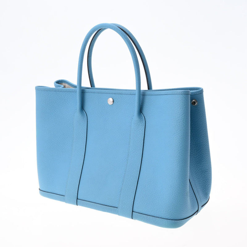 HERMES エルメス ガーデンパーティ PM ブルーノール パラジウム金具 D刻印(2019年頃) レディース ネゴンダ ハンドバッグ Aランク 中古 銀蔵