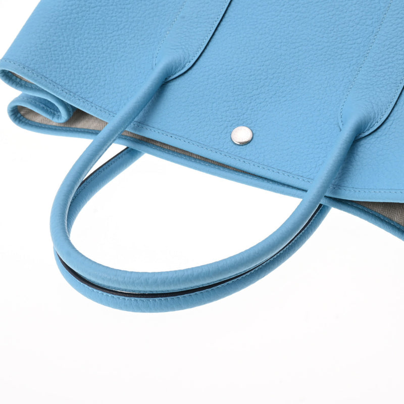 HERMES エルメス ガーデンパーティ PM ブルーノール パラジウム金具 D刻印(2019年頃) レディース ネゴンダ ハンドバッグ Aランク 中古 銀蔵