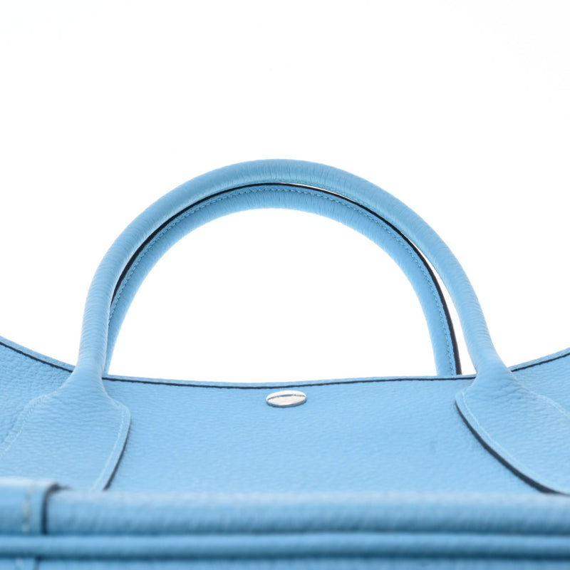 HERMES エルメス ガーデンパーティ PM ブルーノール パラジウム金具 D刻印(2019年頃) レディース ネゴンダ ハンドバッグ Aランク 中古 銀蔵