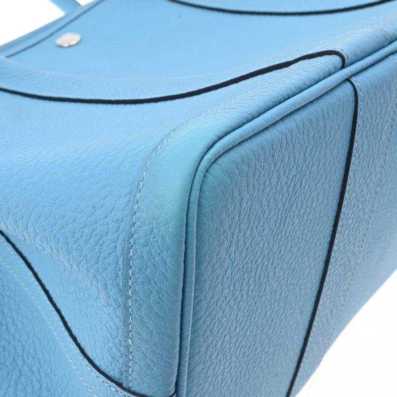 HERMES エルメス ガーデンパーティ PM ブルーノール パラジウム金具 D刻印(2019年頃) レディース ネゴンダ ハンドバッグ Aランク 中古 銀蔵