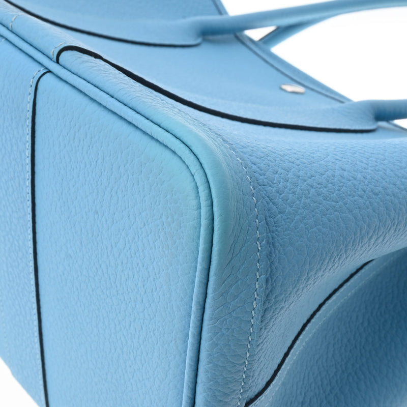 HERMES エルメス ガーデンパーティ PM ブルーノール パラジウム金具 D刻印(2019年頃) レディース ネゴンダ ハンドバッグ Aランク 中古 銀蔵