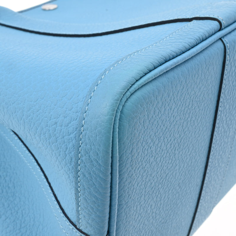 HERMES エルメス ガーデンパーティ PM ブルーノール パラジウム金具 D刻印(2019年頃) レディース ネゴンダ ハンドバッグ Aランク 中古 銀蔵