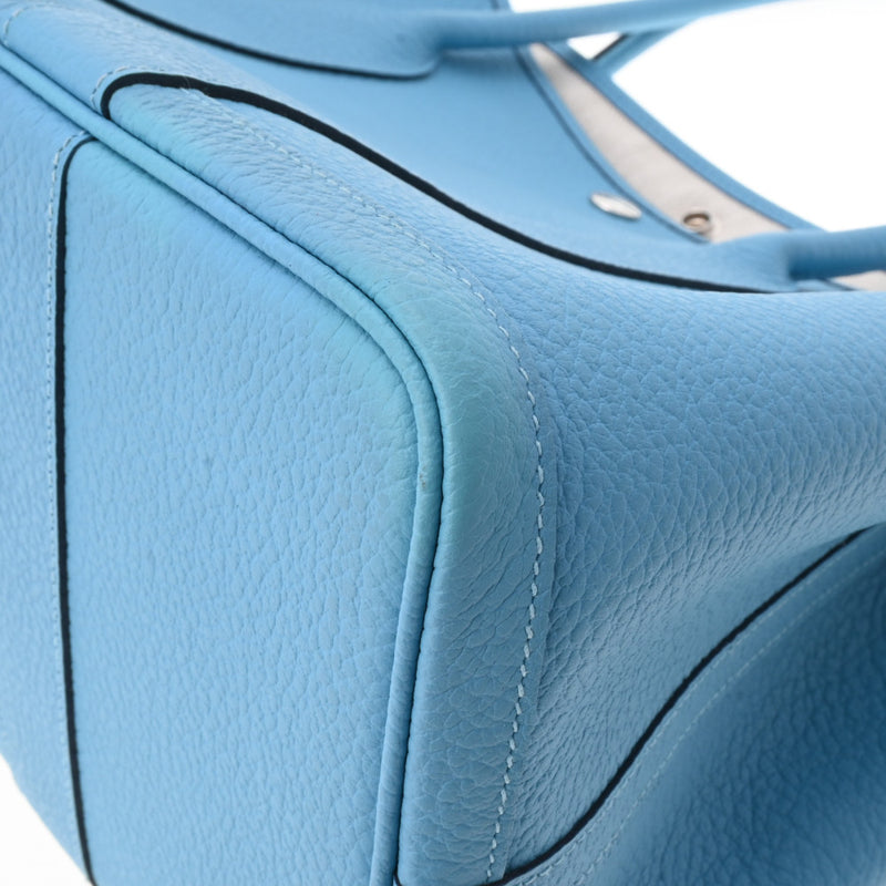 HERMES エルメス ガーデンパーティ PM ブルーノール パラジウム金具 D刻印(2019年頃) レディース ネゴンダ ハンドバッグ Aランク 中古 銀蔵