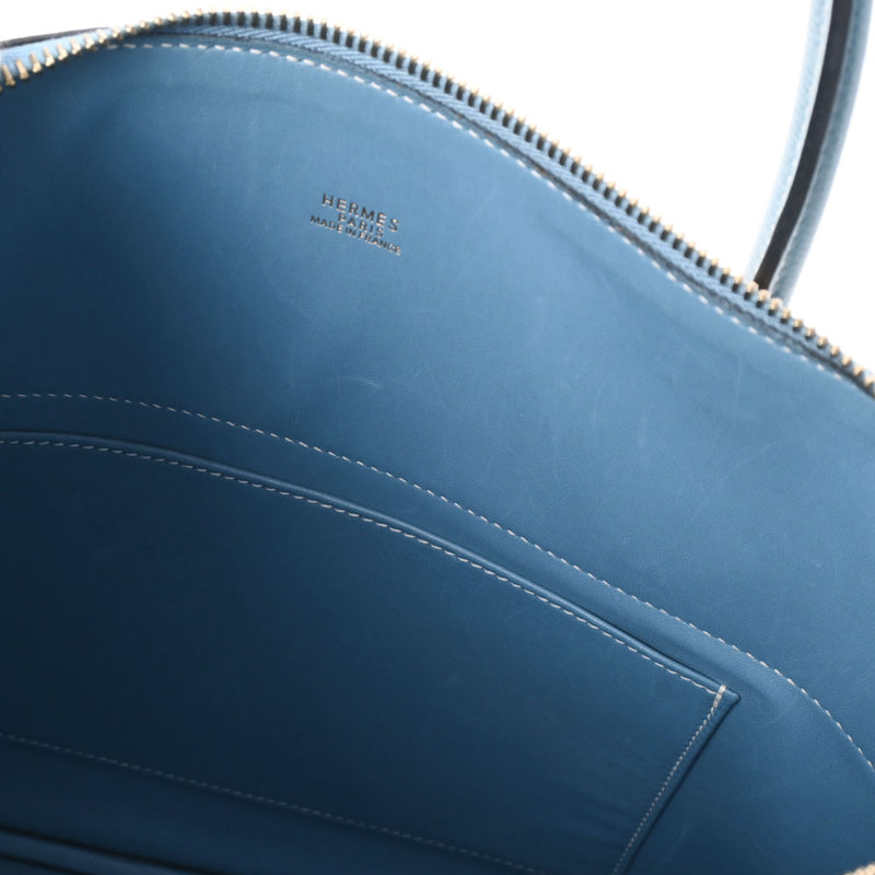 HERMES エルメス ボリード37  ブルージーン ゴールド金具 □F刻印(2002年頃) レディース クシュベル ハンドバッグ ABランク 中古 銀蔵