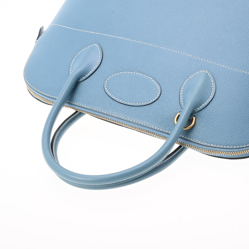 HERMES エルメス ボリード37  ブルージーン ゴールド金具 □F刻印(2002年頃) レディース クシュベル ハンドバッグ ABランク 中古 銀蔵