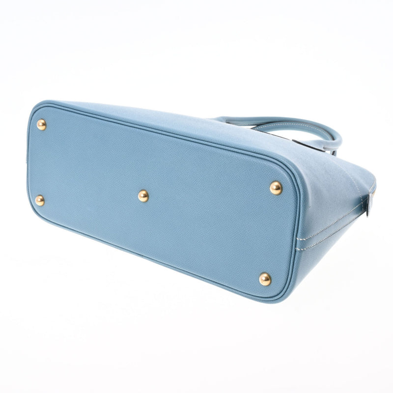 HERMES エルメス ボリード37  ブルージーン ゴールド金具 □F刻印(2002年頃) レディース クシュベル ハンドバッグ ABランク 中古 銀蔵