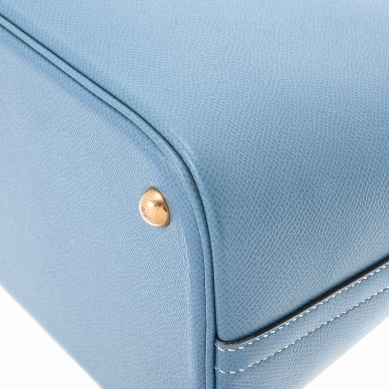 HERMES エルメス ボリード37  ブルージーン ゴールド金具 □F刻印(2002年頃) レディース クシュベル ハンドバッグ ABランク 中古 銀蔵