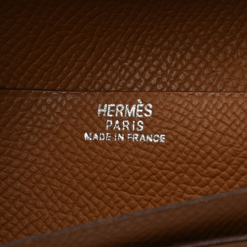 HERMES エルメス ベアン ゴールド パラジウム金具 □K刻印(2007年頃) レディース ヴォーエプソン 二つ折り財布 ABランク 中古 銀蔵