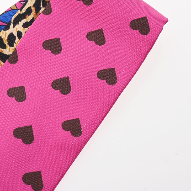 HERMES エルメス ツイリードール JUNGLE LOVE LOVE 新タグ ピンク 153513SU レディース シルク100％ スカーフ ABランク 中古 銀蔵