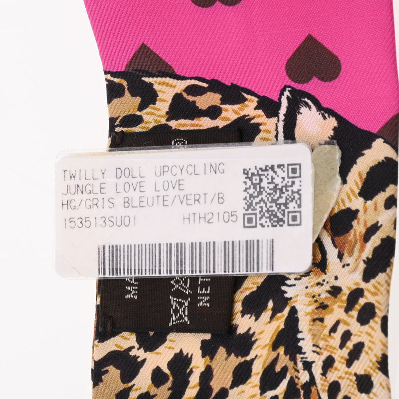HERMES エルメス ツイリードール JUNGLE LOVE LOVE 新タグ ピンク 153513SU レディース シルク100％ スカーフ ABランク 中古 銀蔵