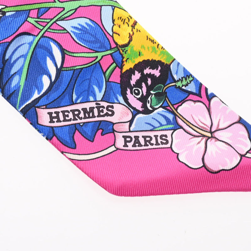 HERMES エルメス ツイリードール JUNGLE LOVE LOVE 新タグ ピンク 153513SU レディース シルク100％ スカーフ ABランク 中古 銀蔵