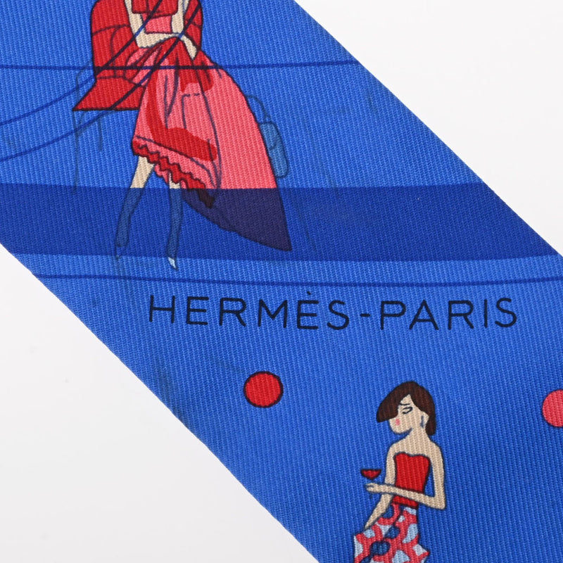 HERMES エルメス ツイリー EX LIBRIS LES PARISIENNE 新タグ ブルー レディース シルク100％ スカーフ Bランク 中古 銀蔵