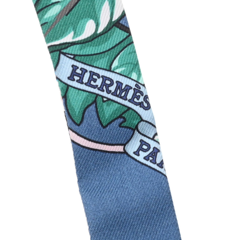 HERMES エルメス ツイリードール  JUNGLE LOVE LOVE 2021AW ブルー レディース シルク100％ スカーフ ABランク 中古 銀蔵