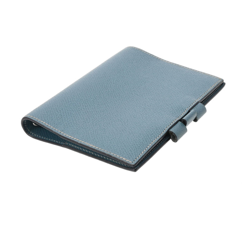 HERMES エルメス アジェンダ GM ブルージーン パラジウム金具 □E刻印(2001年頃) ユニセックス クシュベル 手帳カバー ABランク 中古 銀蔵