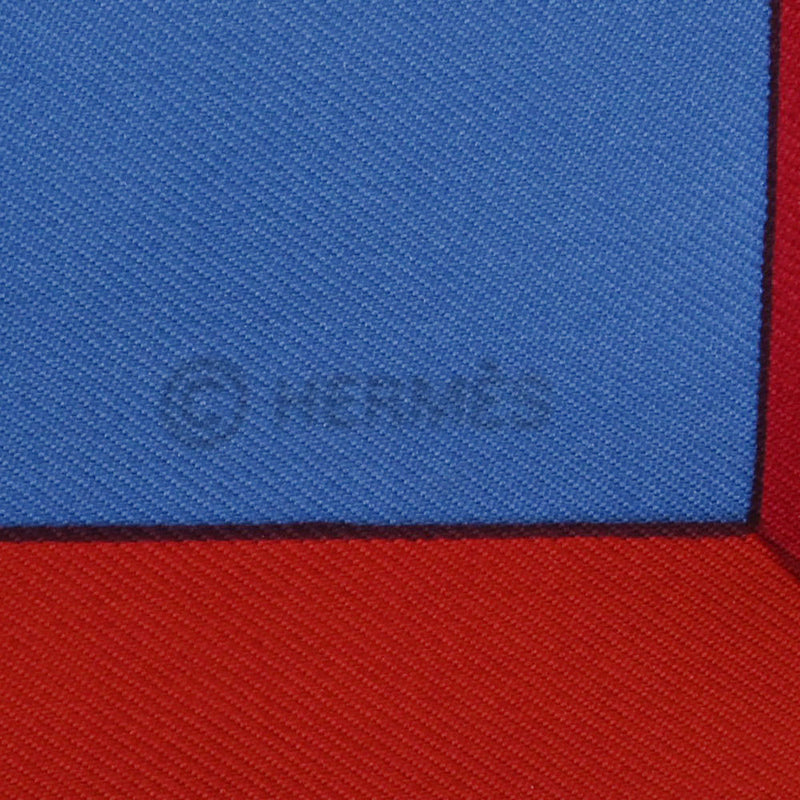 HERMES エルメス カレ90 鴨柄 青/赤 レディース シルク100％ スカーフ Aランク 中古 銀蔵