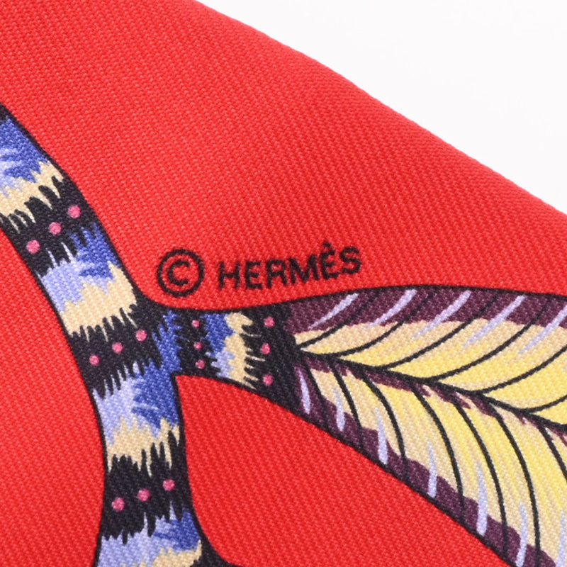 HERMES エルメス ツイリーsavana dance/サバンナのダンス 赤/青 レディース シルク100％ スカーフ Aランク 中古 銀蔵