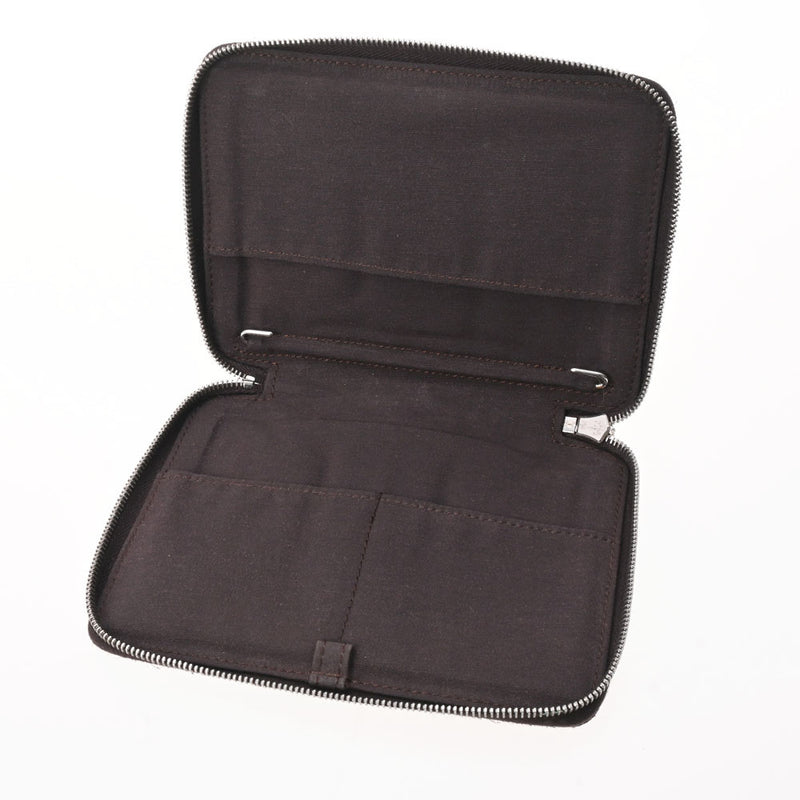 HERMES エルメス エールライン ショコラ シルバー金具 ユニセックス キャンバス 手帳カバー ABランク 中古 銀蔵