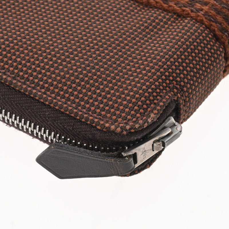 HERMES エルメス エールライン ショコラ シルバー金具 ユニセックス キャンバス 手帳カバー ABランク 中古 銀蔵