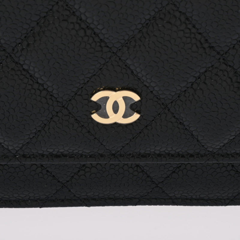 CHANEL シャネル マトラッセ 黒 ゴールド金具 AP0250 レディース キャビアスキン チェーンウォレット 未使用 銀蔵