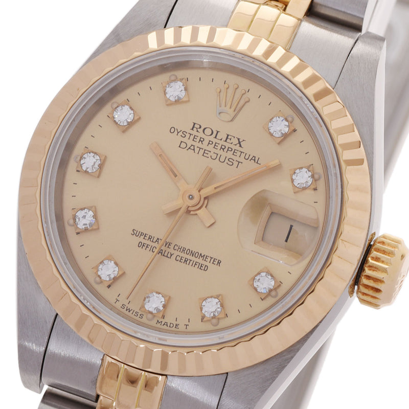 ROLEX ロレックス デイトジャスト 10Pダイヤ 69173G レディース YG/SS 腕時計 自動巻き シャンパン文字盤 Aランク 中古 銀蔵