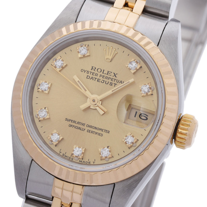 ROLEX ロレックス デイトジャスト 10Pダイヤ 69173G レディース YG/SS 腕時計 自動巻き シャンパン文字盤 Aランク 中古 銀蔵