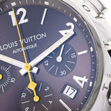 LOUIS VUITTON ルイヴィトン タンブール クロノグラフ Q11211 メンズ SS/革 腕時計 自動巻き ブラウン文字盤 Aランク 中古 銀蔵