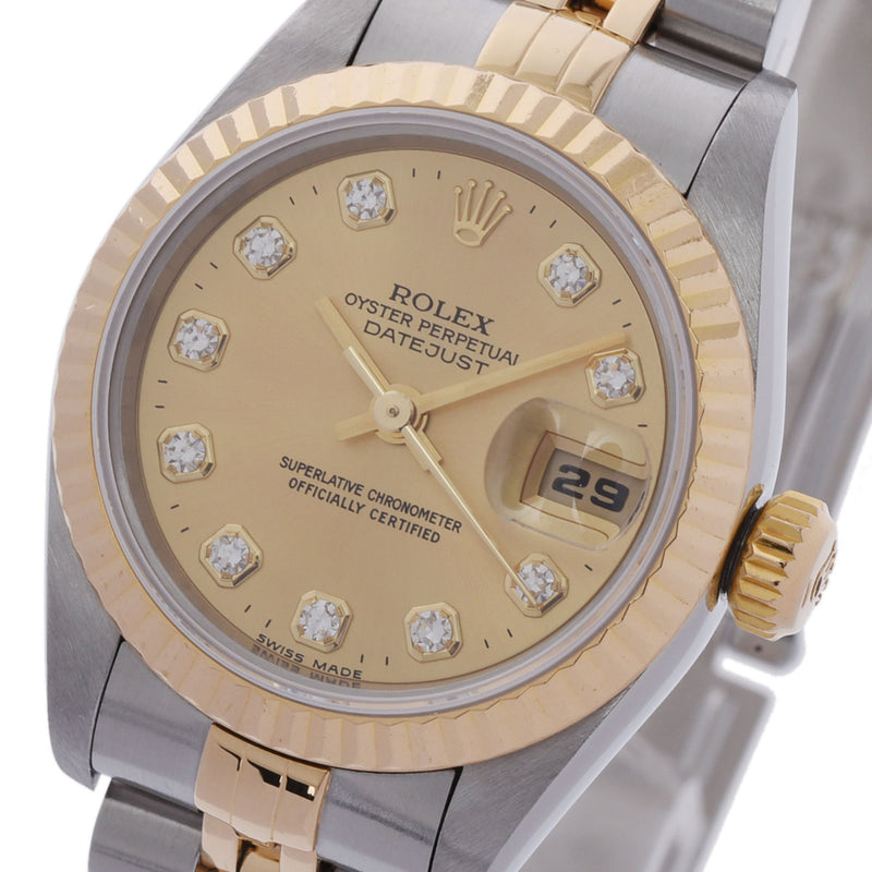 ROLEX ロレックス デイトジャスト 10Pダイヤ 69173G レディース YG/SS 腕時計 自動巻き シャンパン文字盤 Aランク 中古 銀蔵