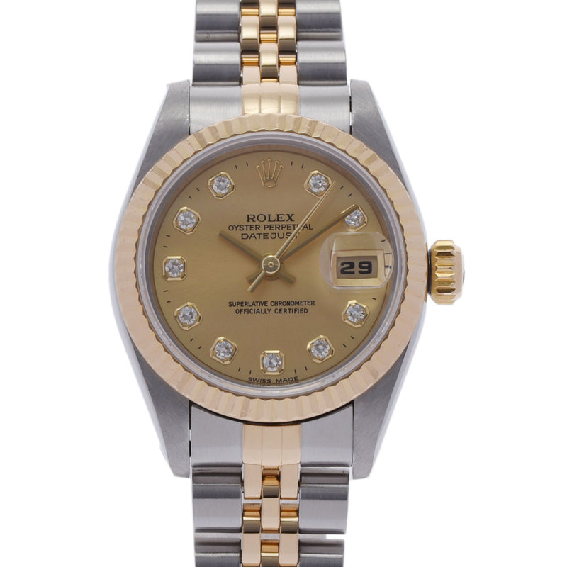 ROLEX ロレックス デイトジャスト 10Pダイヤ 69173G レディース YG/SS 腕時計 自動巻き シャンパン文字盤 Aランク 中古 銀蔵