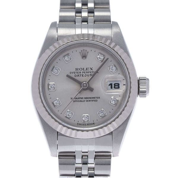 ROLEX ロレックス デイトジャスト 10Pダイヤ 69174G レディース SS/WG 腕時計 自動巻き シルバー文字盤 Aランク 中古 銀蔵