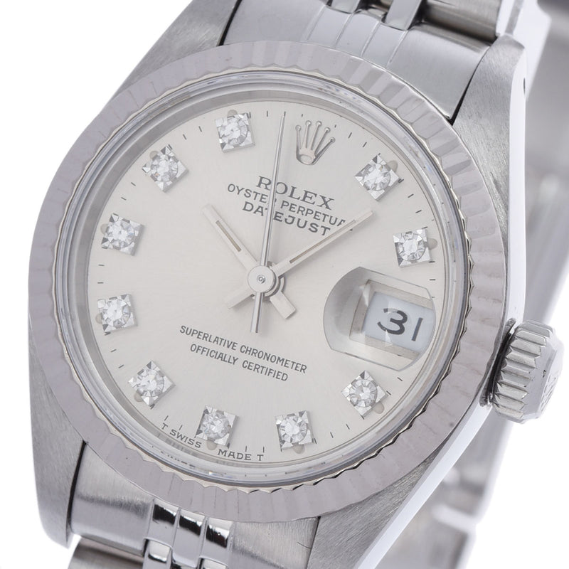 ROLEX ロレックス デイトジャスト 10Pダイヤ 69174G レディース SS/WG 腕時計 自動巻き シルバー文字盤 Aランク 中古 銀蔵