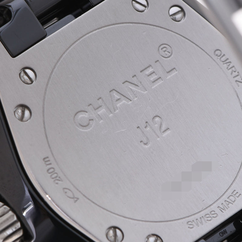 CHANEL シャネル J12 33mm 12Pダイヤ H1625 レディース 黒セラミック/SS 腕時計 クオーツ ブラック文字盤 Aランク 中古 銀蔵