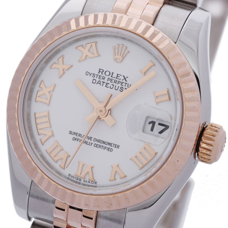 ROLEX ロレックス デイトジャスト  179171G レディース PG/SS 腕時計 自動巻き ホワイトローマン文字盤 Aランク 中古 銀蔵