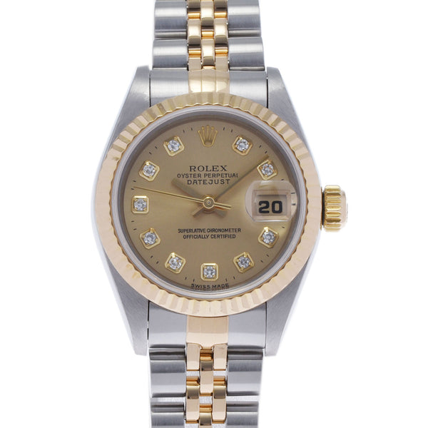 ROLEX ロレックス デイトジャスト 10Pダイヤ 69173G レディース YG/SS 腕時計 自動巻き シャンパン文字盤 Aランク 中古 銀蔵