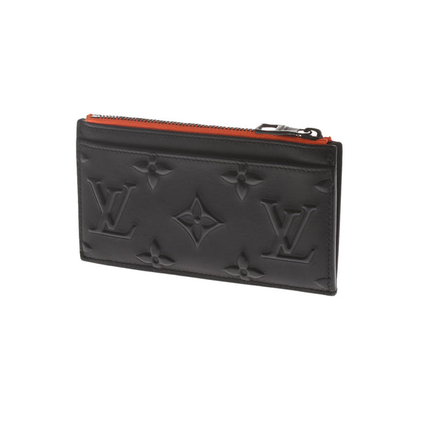 LOUIS VUITTON ルイヴィトン モノグラム シール コインカードホルダー ブラック/オレンジ M80827 メンズ レザー コインケース ABランク 中古 銀蔵