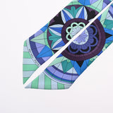 HERMES エルメス ツイリー ROSE DE COMPAS ブルー/グリーン レディース シルク100％ スカーフ ABランク 中古 銀蔵