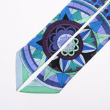 HERMES エルメス ツイリー ROSE DE COMPAS ブルー/グリーン レディース シルク100％ スカーフ ABランク 中古 銀蔵