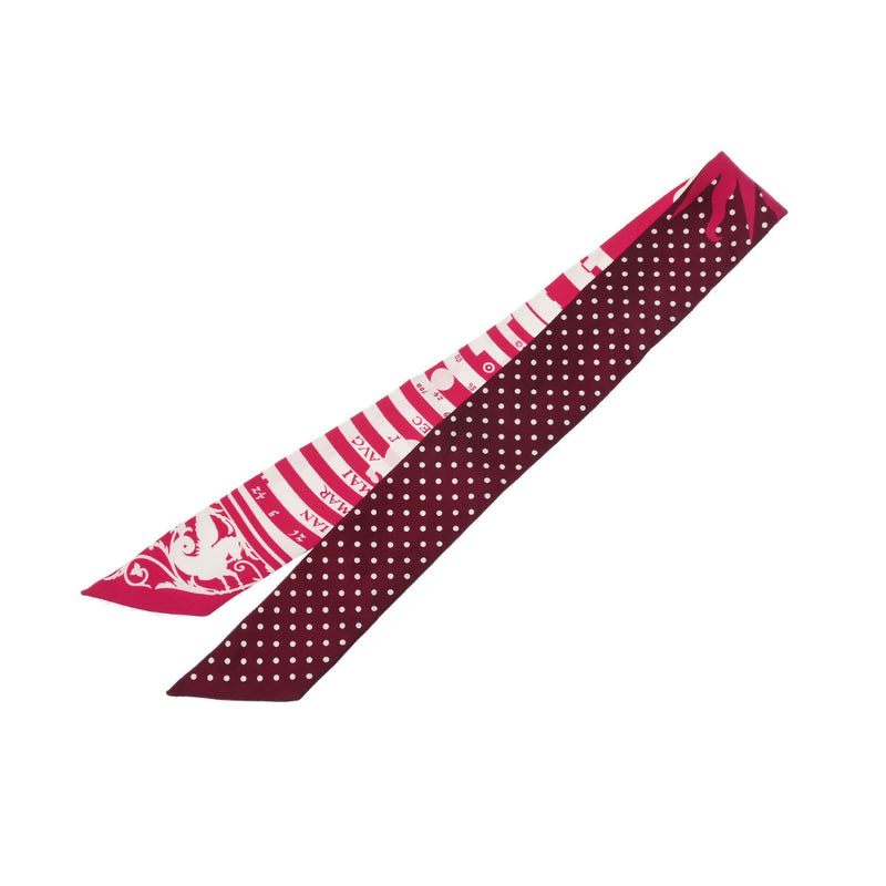 【新品タグ付き】HERMES　スカーフ　ツイリー　ドット柄　シルク　ピンク