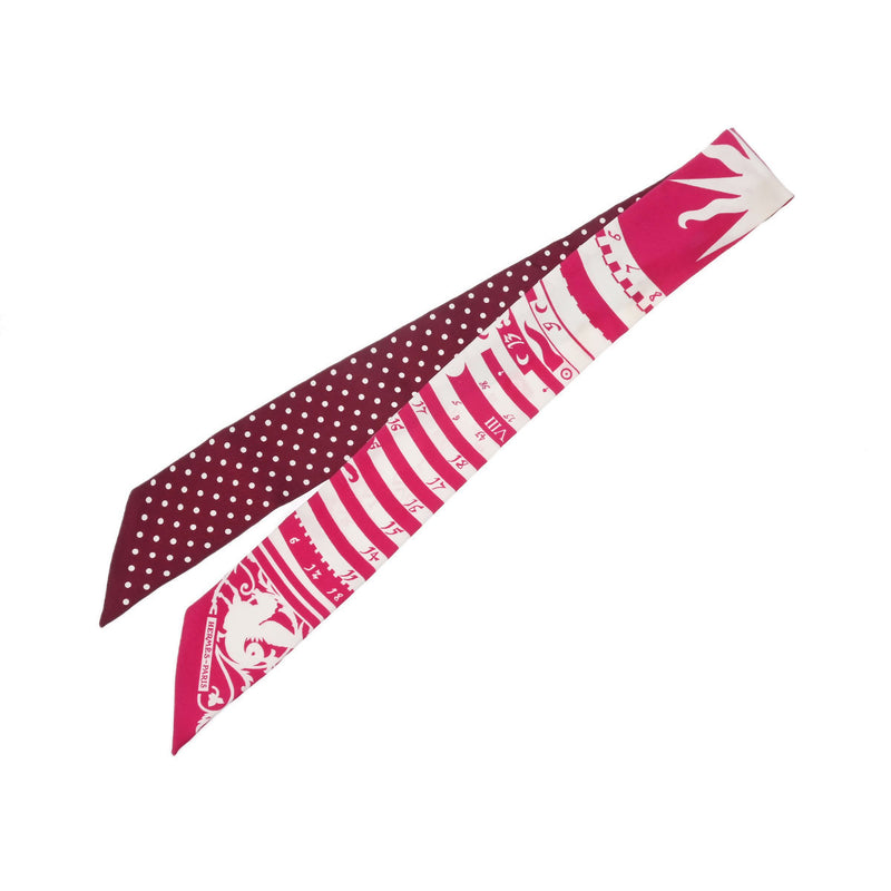 HERMES エルメス ツイリー ASTROLOGIE A POIS 新タグ ボルドー/ピンク レディース シルク100％ スカーフ ABランク 中古 銀蔵