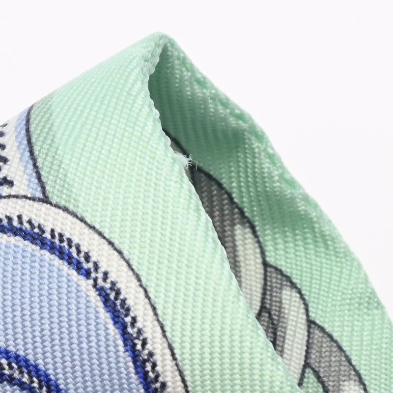 HERMES エルメス ツイリー MAILLONS 新タグ ブルー/グリーン レディース シルク100％ スカーフ ABランク 中古 銀蔵