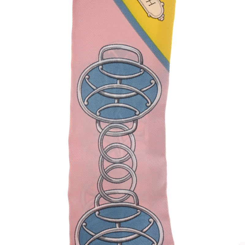 HERMES エルメス ツイリー LIFT PROFILE 新タグ ピンク/イエロー レディース シルク100％ スカーフ ABランク 中古 銀蔵