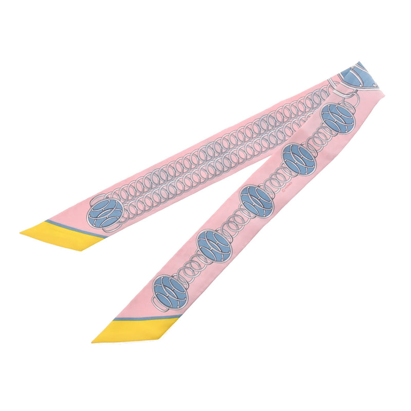 HERMES エルメス ツイリー LIFT PROFILE 新タグ ピンク/イエロー レディース シルク100％ スカーフ ABランク 中古 銀蔵