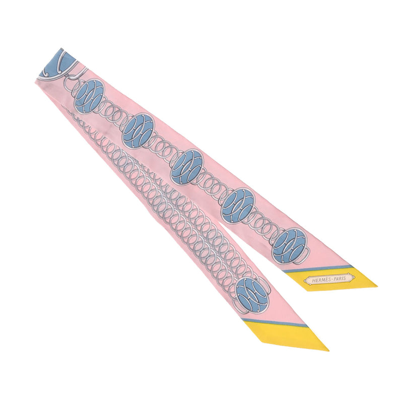 HERMES エルメス ツイリー LIFT PROFILE 新タグ ピンク/イエロー レディース シルク100％ スカーフ ABランク 中古 銀蔵