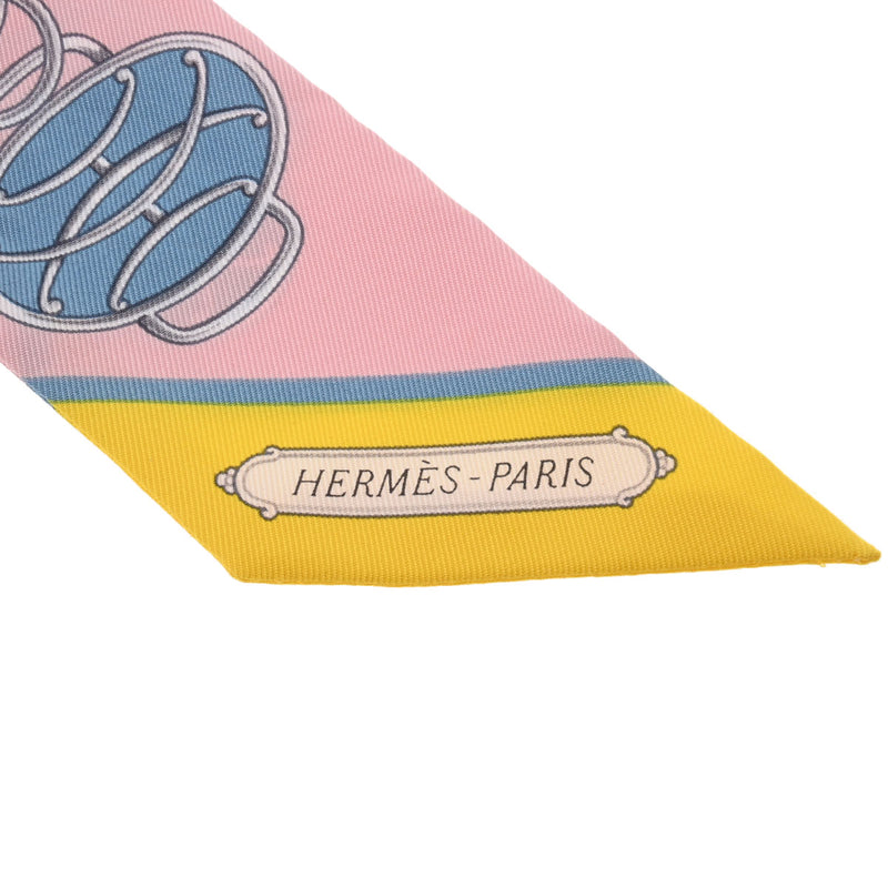 HERMES エルメス ツイリー LIFT PROFILE 新タグ ピンク/イエロー レディース シルク100％ スカーフ ABランク 中古 銀蔵