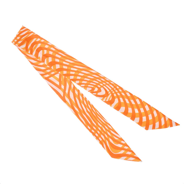 HERMES エルメス ツイリー オレンジ/白 レディース シルク100％ スカーフ Aランク 中古 銀蔵